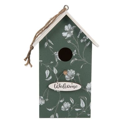 Clayre & Eef Vogelhaus 15x10x22 cm Grün Holz (Gr. 15x10x22 cm)