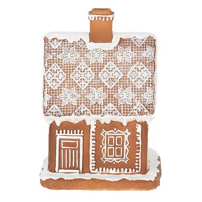 Clayre & Eef Lebkuchenhaus mit LED 18 cm Braun Polyresin (Gr. LED 13x13x18 cm/ 3xAAA)