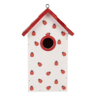 Clayre & Eef Vogelhaus 15x10x22 cm Weiß Holz (Gr. 15x10x22 cm)