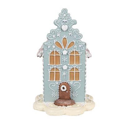 Clayre & Eef Lebkuchenhaus 20 cm Blau Polyresin (Gr. 13x13x20 cm)