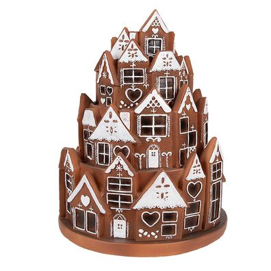 Clayre & Eef Lebkuchenhaus mit LED Ø 21x26 cm Braun Polyresin