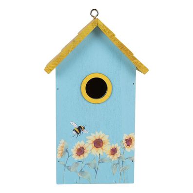 Clayre & Eef Vogelhaus 15x10x22 cm Blau Holz (Gr. 15x10x22 cm)