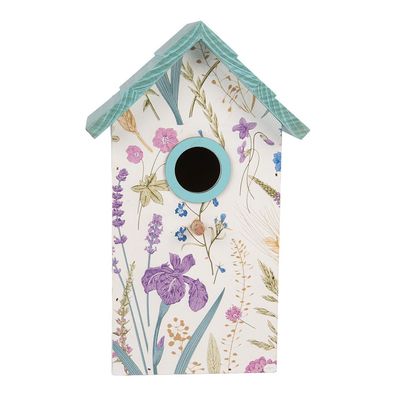 Clayre & Eef Vogelhaus 15x10x22 cm Weiß Holz (Gr. 15x10x22 cm)