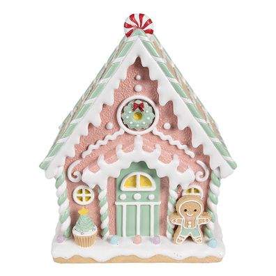 Clayre & Eef Lebkuchenhaus 20x16x25 cm Rosa Kunststoff (Gr. 20x16x25 cm)