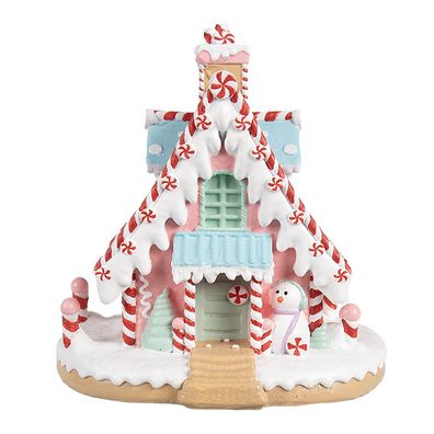 Clayre & Eef Lebkuchenhaus 16x13x15 cm Rosa Kunststoff (Gr. 16x13x15 cm)