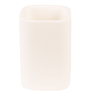 Clayre & Eef Zahnbürstenhalter 7x7x10 cm Weiß Keramik (Gr. 7x7x10 cm)