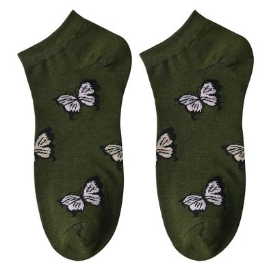 Clayre & Eef Lustige Socken one size Grün Polyester Schmetterlinge