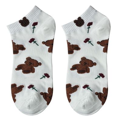 Clayre & Eef Lustige Socken one size Weiß Polyester Bär