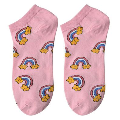 Clayre & Eef Lustige Socken one size Rosa Polyester Regenbogen