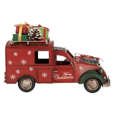 Clayre & Eef Weihnachtsdekorationsfigur Auto 26x11x17 cm Rot Metall (Gr. 26x11x17 cm)