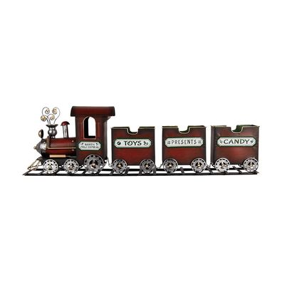 Clayre & Eef Weihnachtsdekorationsfigur Zug 95x19x28 cm Rot Metall (Gr. 95x19x28 cm)