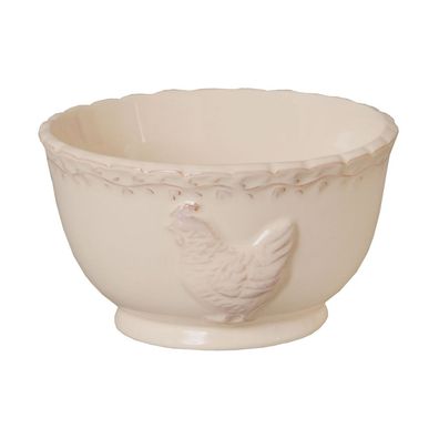 Clayre & Eef Suppenschale Ø 13 cm Beige Keramik Huhn (Gr. Ø 13x7 cm / 350 ml)