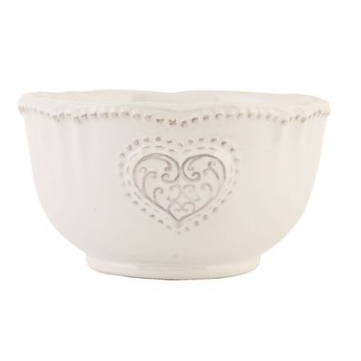 Clayre & Eef Suppenschale Ø 12 cm Beige Keramik Herz (Gr. Ø 12x7 cm / 350 ml)