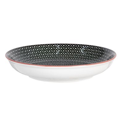 Clayre & Eef Suppenteller Ø 20x4 cm Schwarz Keramik Streifen (Gr. Ø 20x4 cm / 450 ml)