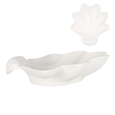 Clayre & Eef Schale Muschel 23x22x6 cm Weiß Keramik (Gr. 23x22x6 cm)