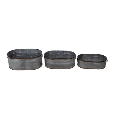 Clayre & Eef Pflanzenhalter Grau Metall (Gr. (3) 57x36x22 / 51x33x18 / 47x29x15 cm)
