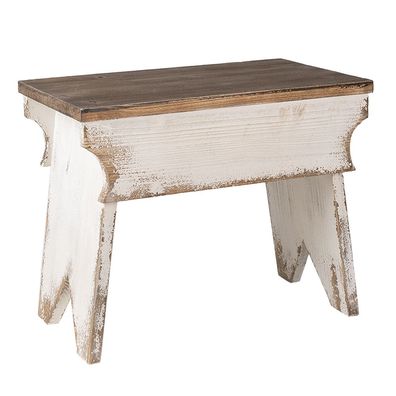 Clayre & Eef Pflanzentischchen 47x29x38 cm Weiß Braun Holz (Gr. 47x29x38 cm)