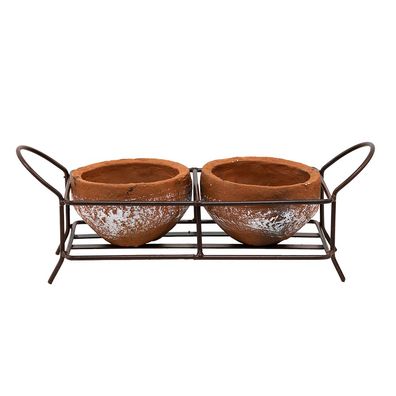 Clayre & Eef Pflanzenhalter 30x12x10 cm Braun Metall (Gr. 30x12x10 cm)