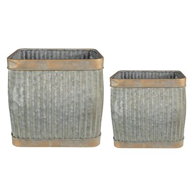 Clayre & Eef Pflanzenhalter 38x27x39 cm Grau Grün Metall