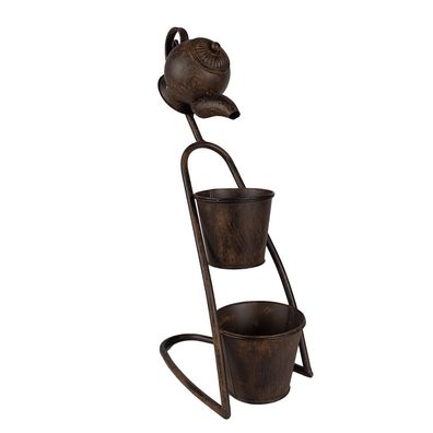 Clayre & Eef Pflanzenhalter Teekanne 32x20x62 cm Braun Eisen (Gr. 32x20x62 cm)