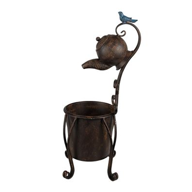 Clayre & Eef Pflanzenhalter Teekanne 24x30x62 cm Braun Eisen (Gr. 24x22x62 cm)