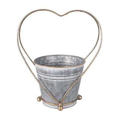 Clayre & Eef Pflanzenhalter 29 cm Grau Goldfarbig Metall (Gr. 25x16x29 cm)
