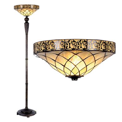 Clayre & Eef Tiffany Stehlampe Ø 41x179 cm Braun Beige Glas