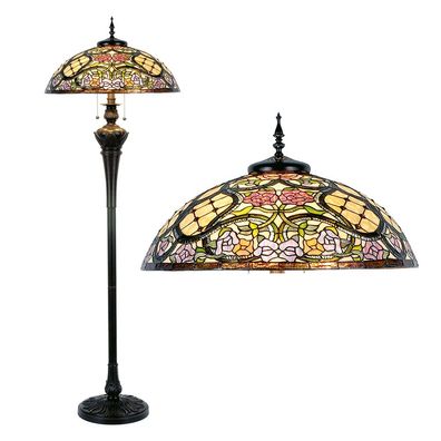 Clayre & Eef Tiffany Stehlampe Ø 55x150 cm Beige Rosa Kunststoff Blumen
