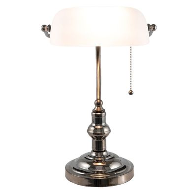Clayre & Eef Schreibtischlampe Bankerslampe 27x23x42 cm Weiß Eisen