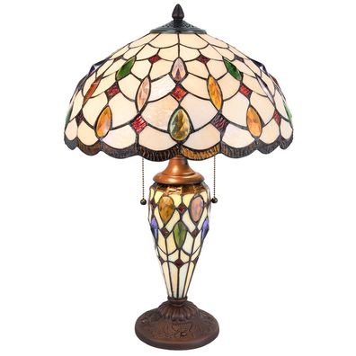 Clayre & Eef Tiffany Tischlampe Ø 40x60 cm Beige Braun Glas