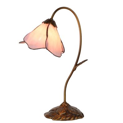 Clayre & Eef Tiffany Tischlampe 30x48 cm Rosa Glas