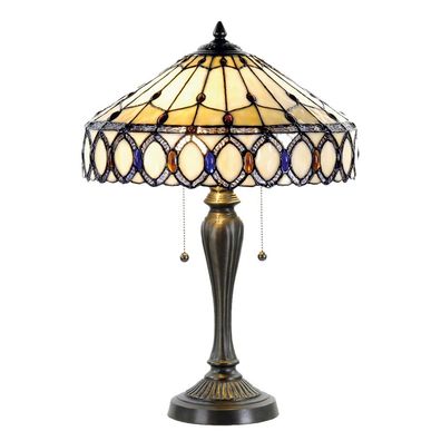 Clayre & Eef Tiffany Tischlampe Ø 40x58 cm Beige Braun Glas