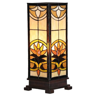Clayre & Eef Tiffany Tischlampe 18x18x45 cm Beige Braun Glas