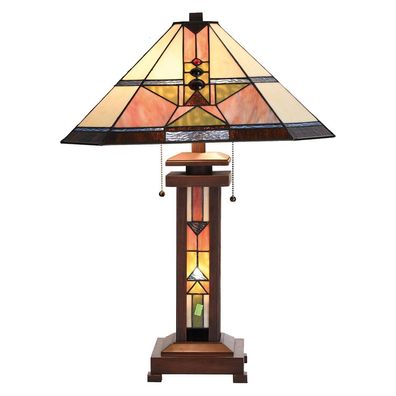 Clayre & Eef Tiffany Tischlampe 42x42x60 cm Beige Grün Glas