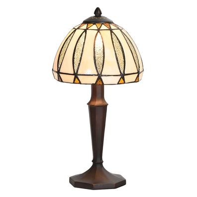 Clayre & Eef Tiffany Tischlampe Ø 19x40 cm Beige Glas