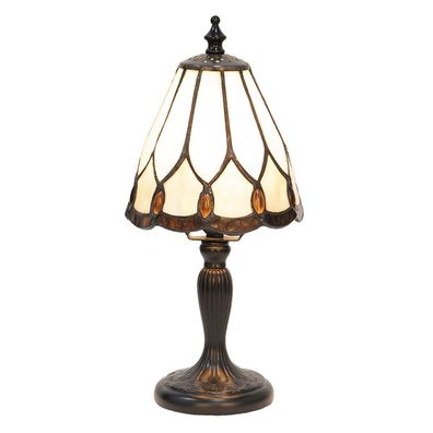 Clayre & Eef Tiffany Tischlampe Ø 14x31 cm Weiß Glas