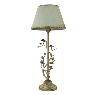 Clayre & Eef Tischlampe Ø 33x79 cm Weiß Eisen Blätter