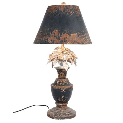 Clayre & Eef Tischlampe Ø 36x73 cm Grau Eisen Blumen