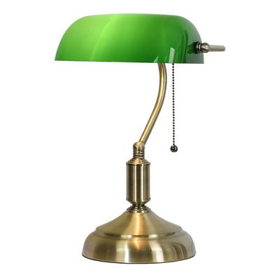 Clayre & Eef Schreibtischlampe Bankerslampe 27x17x41 cm Grün Goldfarbig Metall