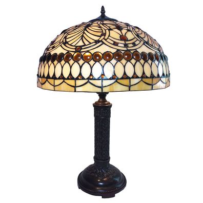 Clayre & Eef Tiffany Tischlampe Ø 46x62 cm Beige Glas