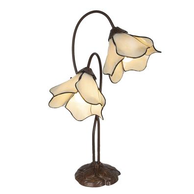 Clayre & Eef Tiffany Tischlampe 40x21x64 cm Beige Kunststoff
