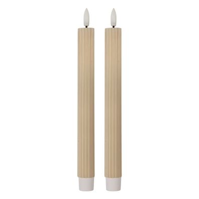 Clayre & Eef LED-Stabkerzen 2er-Set Ø 2x25 cm Beige Wachs (Gr. Ø 2x25 cm)