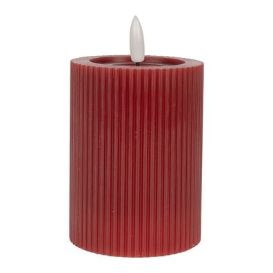 Clayre & Eef LED-Kerze Ø 8x13 cm Rot Wachs (Gr. Ø 8x13 cm / 2xAA)