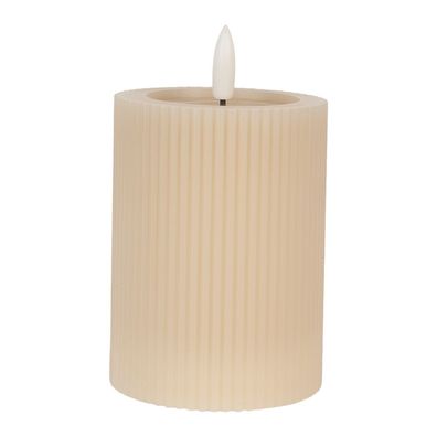 Clayre & Eef LED-Kerze 8x13 cm Beige Wachs (Gr. Ø 8x13 cm / 2xAA)