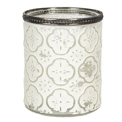 Clayre & Eef Teelichthalter Ø 9x11 cm Weiß Glas (Gr. Ø 9x11 cm)