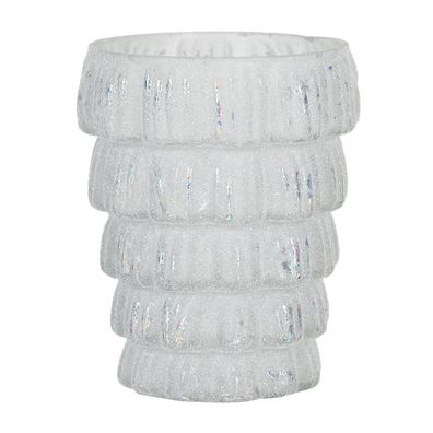 Clayre & Eef Teelichthalter Ø 9x11 cm Weiß Glas (Gr. Ø 9x11 cm)