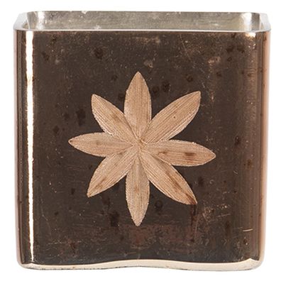 Clayre & Eef Teelichthalter 7x7x9 cm Goldfarbig Glas Stern (Gr. 7x7x9 cm)
