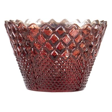 Clayre & Eef Teelichthalter Ø 10x7 cm Rot Glas (Gr. Ø 10x7 cm)