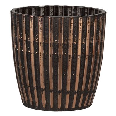 Clayre & Eef Teelichthalter Ø 7x7 cm Schwarz Glas (Gr. Ø 7x7 cm)