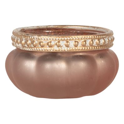 Clayre & Eef Teelichthalter Ø 6x4 cm Rosa Glas (Gr. Ø 6x4 cm)